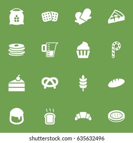 Set Of 16 Bakery Icons Set.Collection Of Crepe, Wafer, Cake And Other Elements.