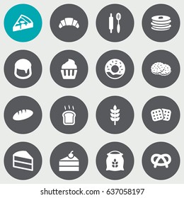 Set Of 16 Bakery Icons Set.Collection Of Pepperoni, Whisk, Crepe And Other Elements.