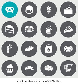 Set Of 16 Bakery Icons Set.Collection Of Crepe, Sack, Pepperoni And Other Elements.