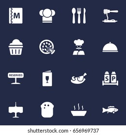Set Of 16 Bar Icons Set.Collection Of Book, Pepperoni, Grill And Other Elements.