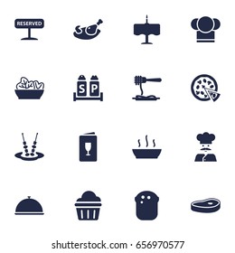 Set Of 16 Bar Icons Set.Collection Of Alcohol, Grill, Cook And Other Elements.