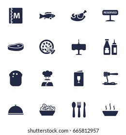 Set Of 16 Bar Icons Set.Collection Of Grill, Pepperoni, Dinner Desk And Other Elements.