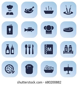 Set Of 16 Bar Icons Set.Collection Of Silverware, Pepperoni, Cook And Other Elements.