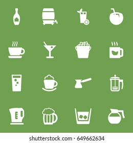 Set Of 16 Beverages Icons Set.Collection Of Fridge, Lime, Cream And Other Elements.