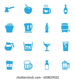 Set Of 16 Beverages Icons Set.Collection Of Fridge, Soda, Cocktail And Other Elements.