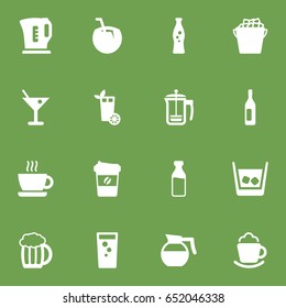 Set Of 16 Beverages Icons Set.Collection Of Cocktail, Drink, Ice And Other Elements.