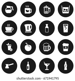 Set Of 16 Beverages Icons Set.Collection Of Fizzy Water, Cognac, Cocktail And Other Elements.