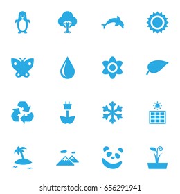 Set Of 16 Bio Icons Set.Collection Of Blob, Tree, Moth And Other Elements.