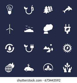 Set Of 16 Bio Icons Set.Collection Of Car, Energy, Energy And Other Elements.