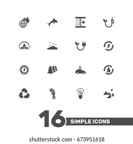 Set Of 16 Bio Icons Set.Collection Of Friendly, Cleaning, Treatment And Other Elements.