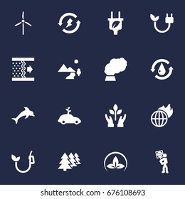 Set Of 16 Bio Icons Set.Collection Of Leaf, Fan, Friendly And Other Elements.