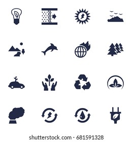 Set Of 16 Bio Icons Set.Collection Of Contamination, Car, Saving And Other Elements.