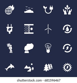 Set Of 16 Bio Icons Set.Collection Of Contamination, Fan, Renewable And Other Elements.