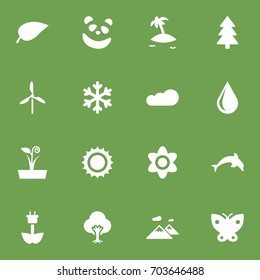 Set Of 16 Bio Icons Set.Collection Of Overcast, Green Power, Pinnacle And Other Elements.