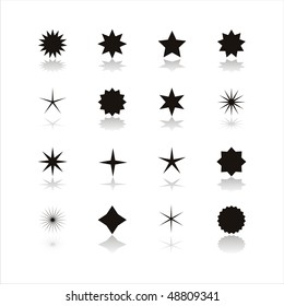 set of 16 black star icons