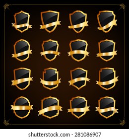 Set of 16 blank golden vintage frame,banner,label,Vector EPS10.