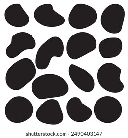 Set of 16 blob shapes. Collection of abstract vector stains for your design. Different drops in modern style. Vector illustration.