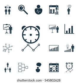 Set Of 16 Board Icons. Includes Conversation, Opinion Analysis, Co-Working And Other Symbols. Beautiful Design Elements.