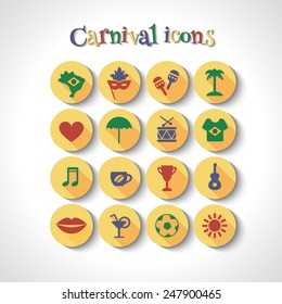 Set of 16 Brazilian carnival icons