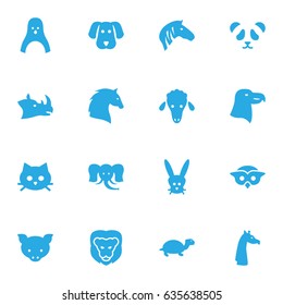 Set Of 16 Brute Icons Set.Collection Of Bunny, Bear, Wildcat And Other Elements.