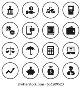 Set Of 16 Budget Icons Set.Collection Of Building, Terminal, Online Banking And Other Elements.