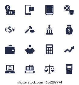 Set Of 16 Budget Icons Set.Collection Of Balance, Online Banking, Cashbox And Other Elements.
