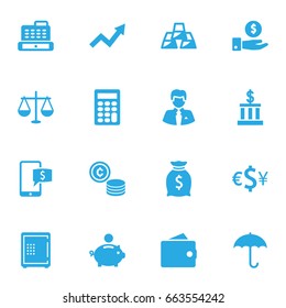 Set Of 16 Budget Icons Set.Collection Of Ingot, Save Money, Worker And Other Elements.