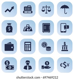 Set Of 16 Budget Icons Set.Collection Of Sack, Worker, Save Money And Other Elements.