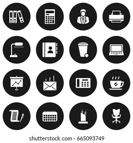 Set Of 16 Bureau Icons Set.Collection Of File Folder, Manager, Calendar And Other Elements.