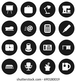 Set Of 16 Bureau Icons Set.Collection Of Message, Case, Label And Other Elements.
