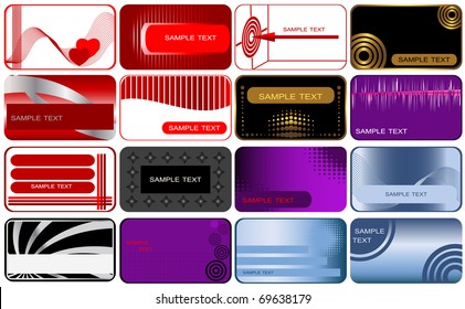 Set of 16 business and gift cards. vector.
