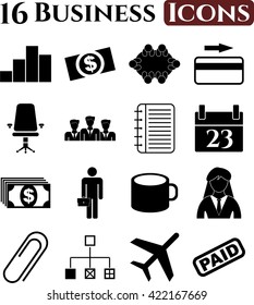 Set of 16 business icons. Minimal Modern.