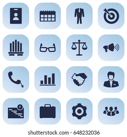 Set Of 16 Business Icons Set.Collection Of Telephone, Partnership, Diagram And Other Elements.