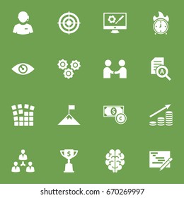 Set Of 16 Business Icons Set.Collection Of Writing, Achievement, Gear And Other Elements.