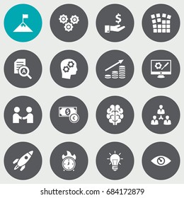 Set Of 16 Business Icons Set.Collection Of Repair Service, Unity, Achievement And Other Elements.