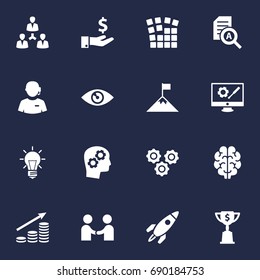 Set Of 16 Business Icons Set.Collection Of Vision, Call Center, Document Checking And Other Elements.