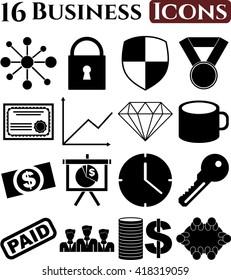 Conjunto de 16 iconos de negocios. Conjunto de iconos web.