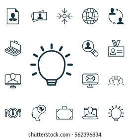 Set Of 16 Business Management Icons. Includes Social Profile, Cooperation, Cv And Other Symbols. Beautiful Design Elements.