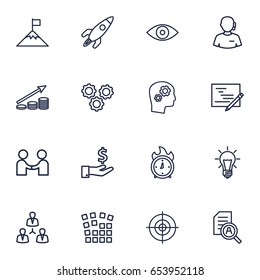 Set Of 16 Business Outline Icons Set.Collection Of Support, Deadline, Working Process And Other Elements.