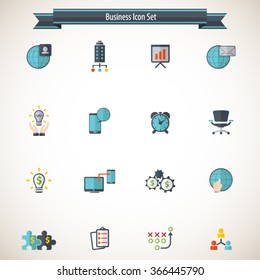 Set of 16 business related icons - color icon set