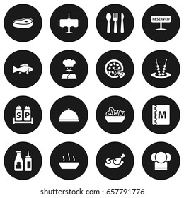 Set Of 16 Cafe Icons Set.Collection Of Canape, Tuna, Cook And Other Elements.