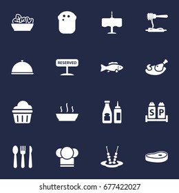 Set Of 16 Cafe Icons Set.Collection Of Vermicelli, Condiments, Grill And Other Elements.