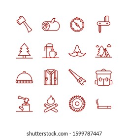 Set Of 16 Camping Outline Icons Set.Collection Of Guidepost, Forest, Grill And Other Elements.