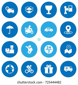 Set Of 16 Cargo Icons Set.Collection Of Deliveryman, Shipping, Courier And Other Elements.