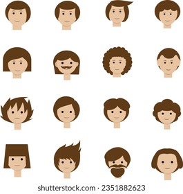 set of 16 cartoon faces. Collection of 16 Character heads that you can use as profile pic, cartoons, character creations, etc.