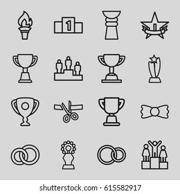 Set of 16 ceremony outline icons.