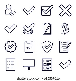 set of 16 checkmark outline icons.