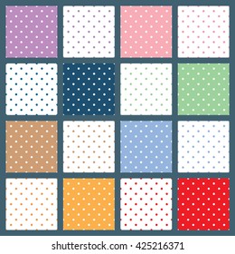 Set of 16 color polka dot swatches: set 2