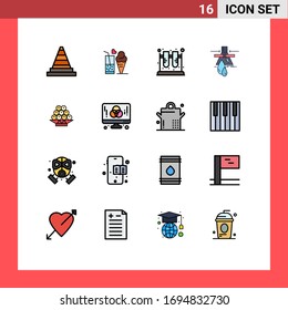 Set of 16 Commercial Flat Color Filled Lines pack for factory; leak; cone; chemical; science Editable Creative Vector Design Elements