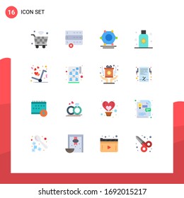 Set of 16 Commercial Flat Colors pack for get; sunblock; digital; sun; protection Editable Pack of Creative Vector Design Elements
